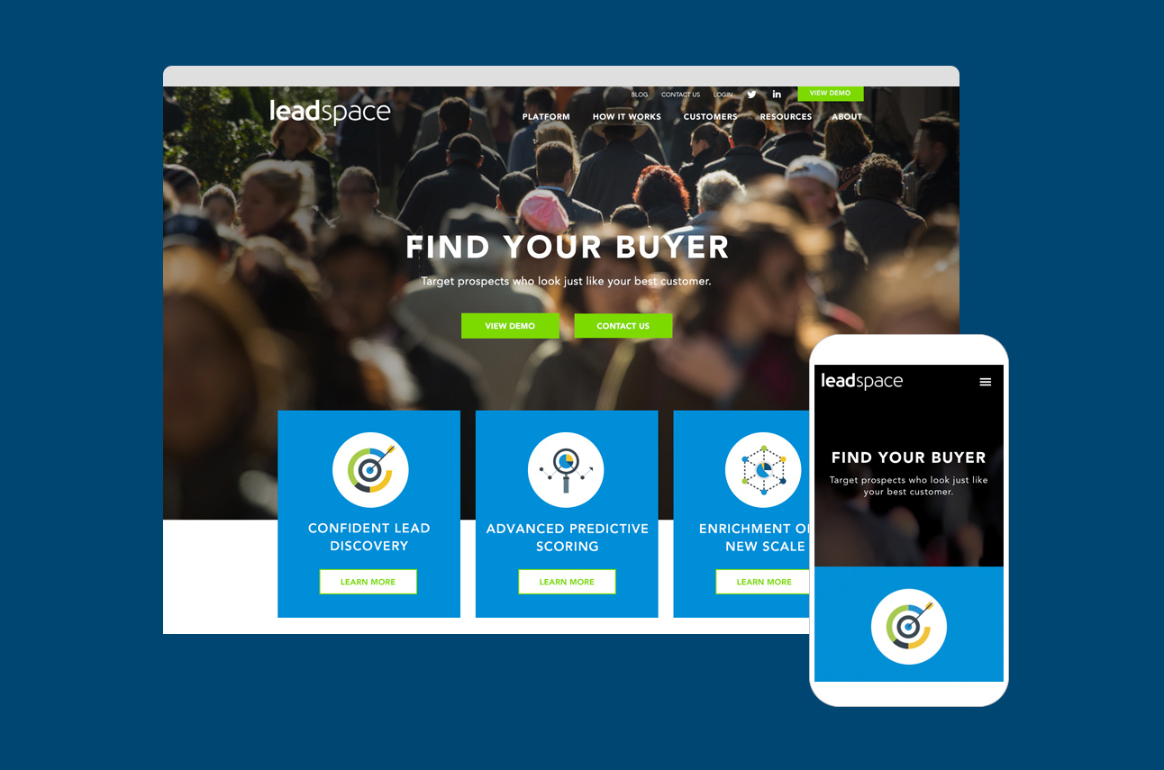 Leadspace B2B website redesign, view one